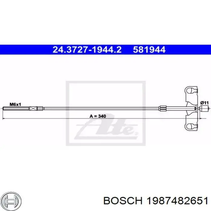 Задний правый трос ручника 1987482651 Bosch