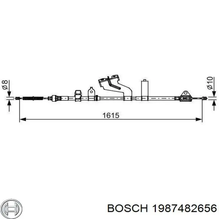 1987482656 Bosch cabo do freio de estacionamento traseiro esquerdo