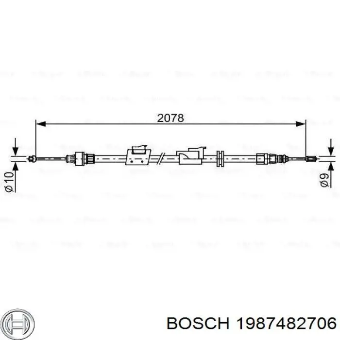 1987482706 Bosch трос ручного тормоза задний левый