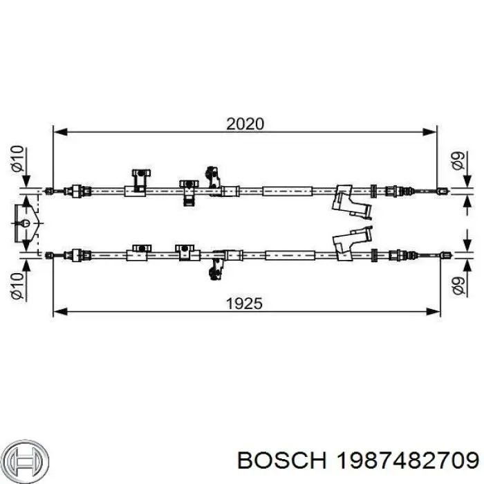 1987482709 Bosch cabo traseiro direito/esquerdo do freio de estacionamento
