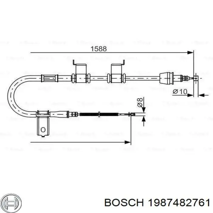Cable de freno de mano trasero derecho 1987482761 Bosch