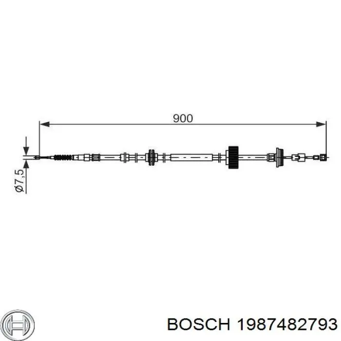 1987482793 Bosch cabo do freio de estacionamento traseiro direito