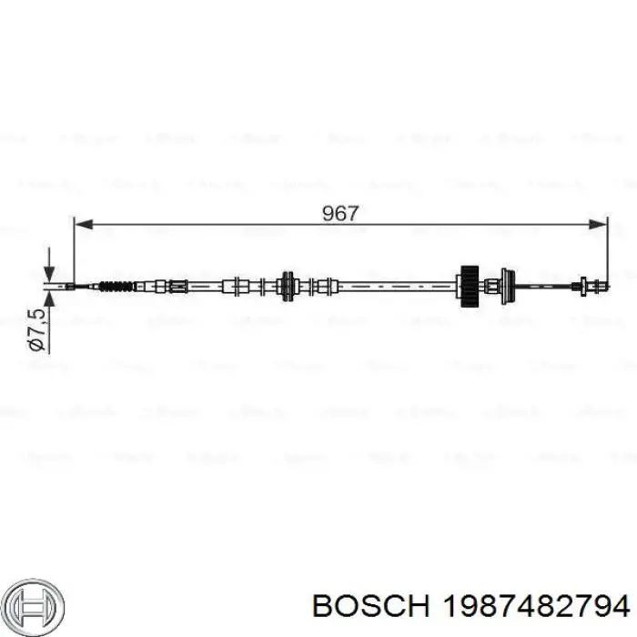1987482794 Bosch cabo do freio de estacionamento traseiro esquerdo