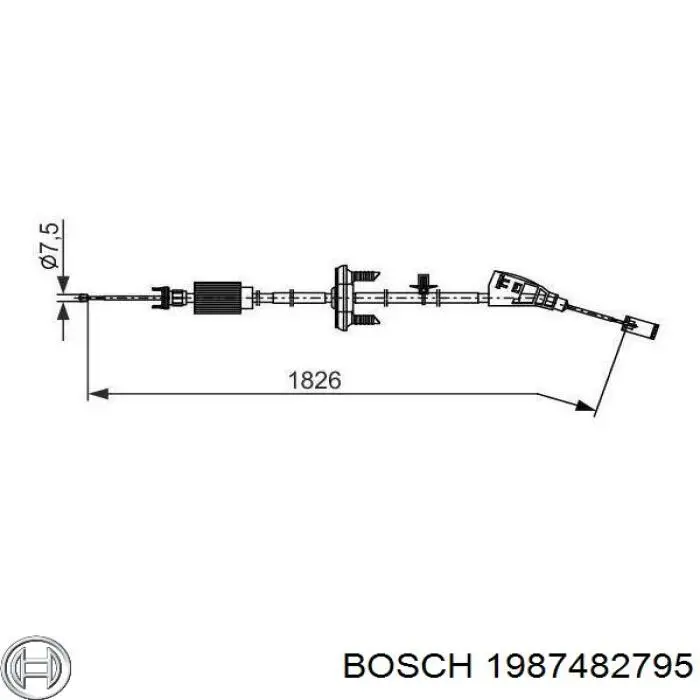 Трос ручного тормоза передний BOSCH 1987482795