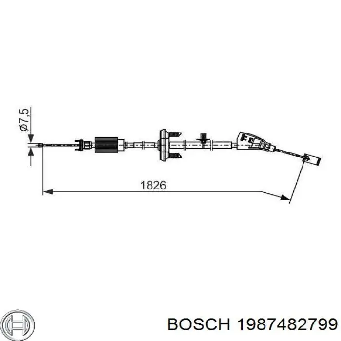 Cable de freno de mano delantero 1987482799 Bosch