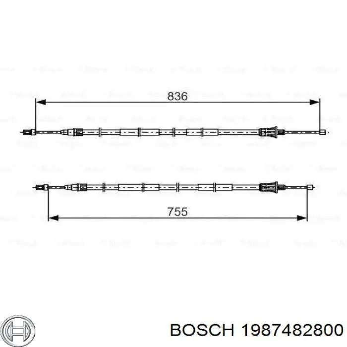 Задний трос ручника 1987482800 Bosch