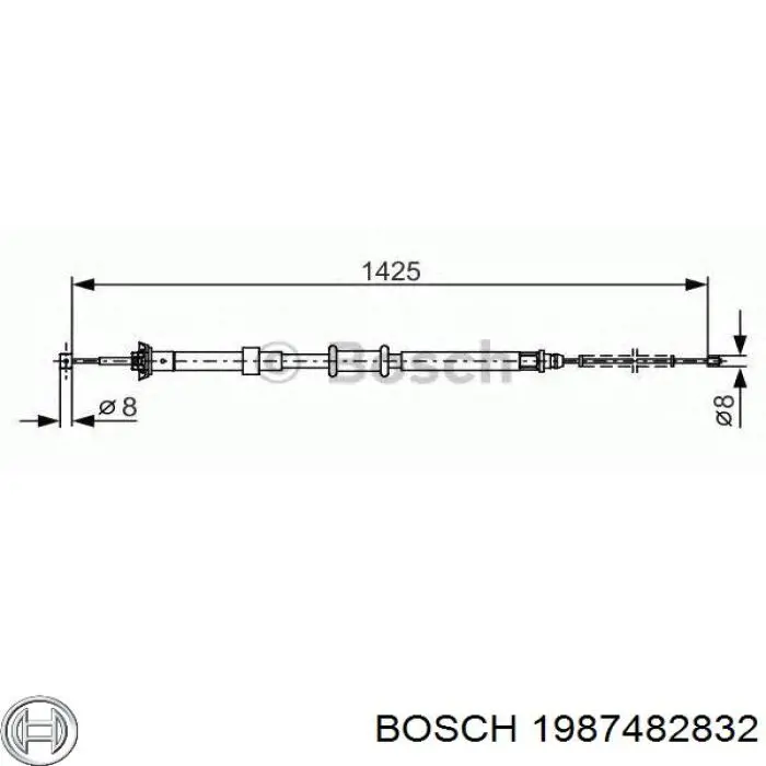 1987482832 Bosch cabo do freio de estacionamento traseiro direito