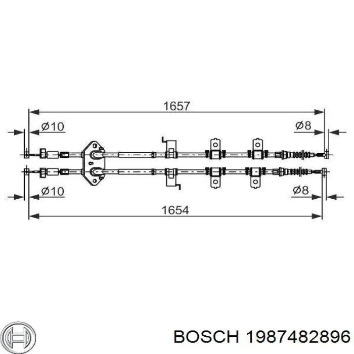 Задний трос ручника 1987482896 Bosch