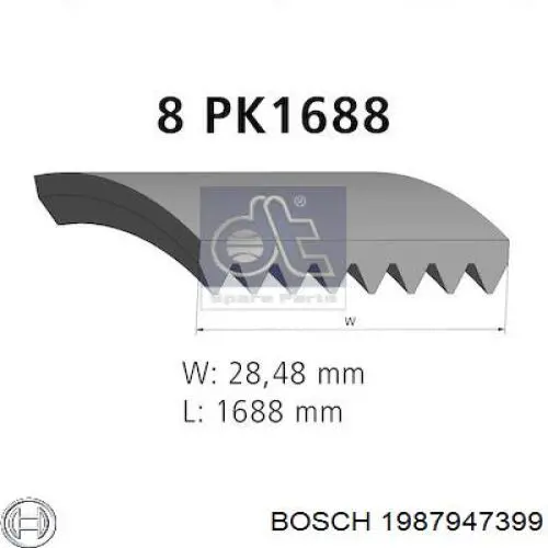 Ремень генератора 8PK1690 Dayco