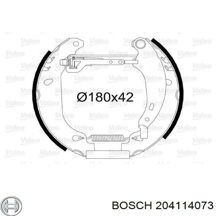 204114073 Bosch колодки тормозные задние барабанные, в сборе с цилиндрами, комплект