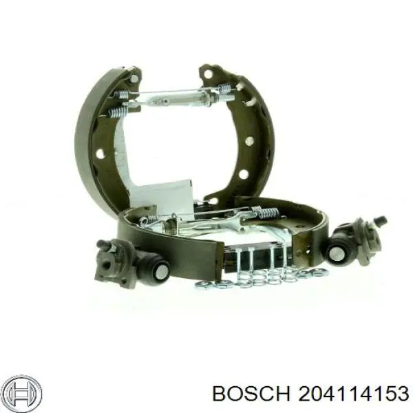 204114153 Bosch колодки тормозные задние барабанные, в сборе с цилиндрами, комплект
