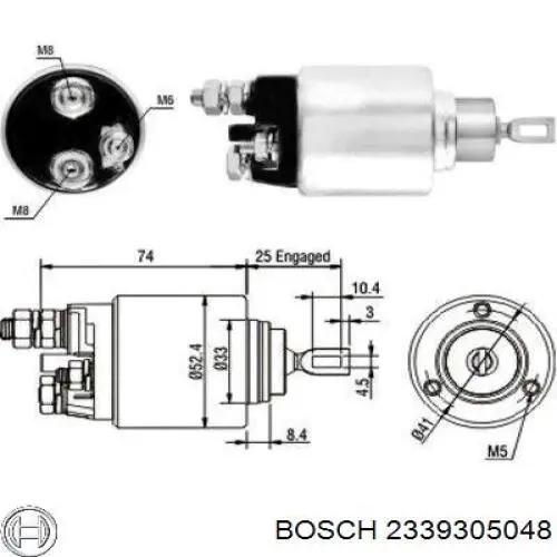 Втягивающее реле стартера 2339305048 Bosch