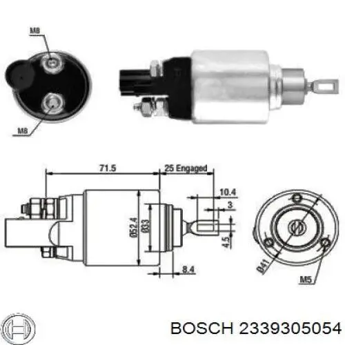 Втягивающее реле стартера 2339305054 Bosch