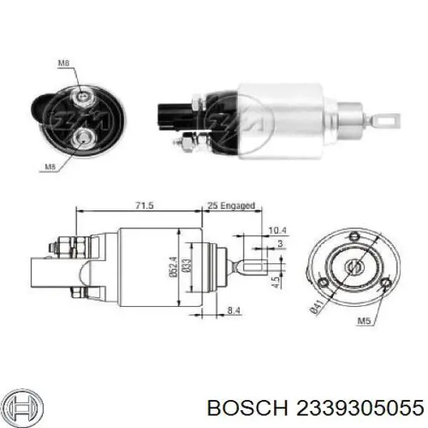 2339305055 Bosch relê retrator do motor de arranco