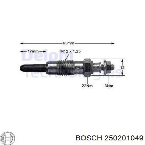 Свечи накала Bosch 250201049 цена, от 6.31 USD