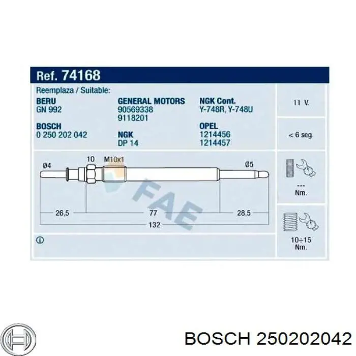 250202042 Bosch Свечи накаливания