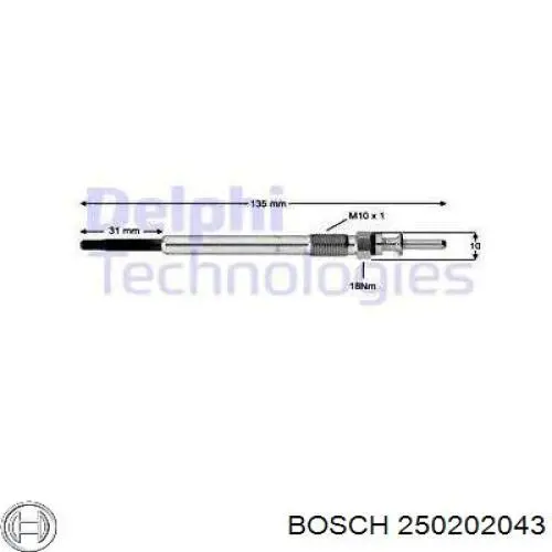 Свечи накала Bosch 250202043 цена, от 10.82 USD