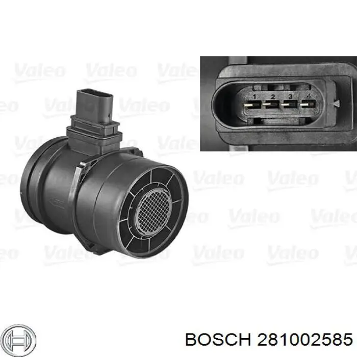 281002585 Bosch sensor de fluxo (consumo de ar, medidor de consumo M.A.F. - (Mass Airflow))