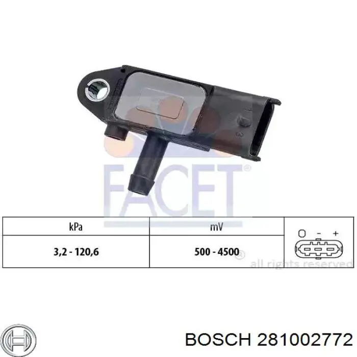 Датчик давления выхлопных газов Bosch 281002772 цена, от 25.80 USD