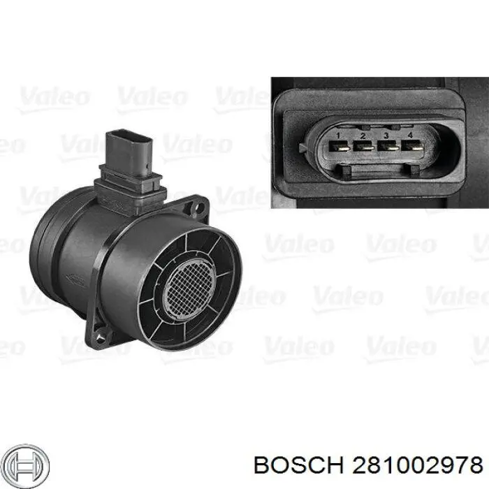 281002978 Bosch sensor de fluxo (consumo de ar, medidor de consumo M.A.F. - (Mass Airflow))