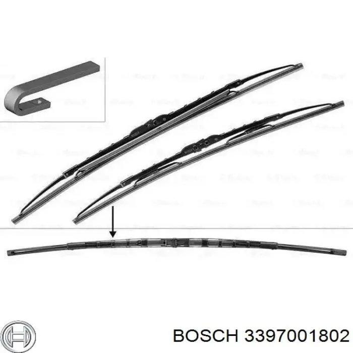 3397001802 Bosch щетка-дворник лобового стекла, комплект из 2 шт.