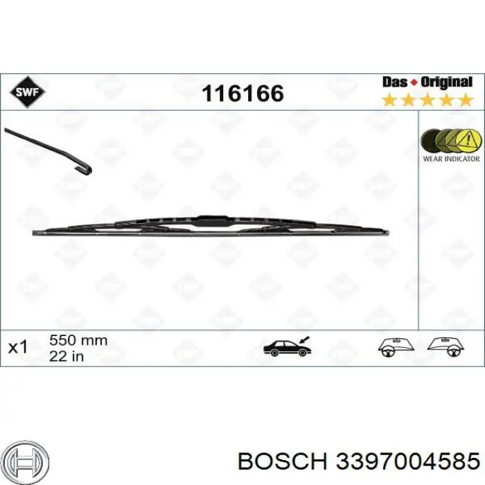 Щетка стеклоочистителя лобового стекла, водительская Bosch 3397004585 цена, от 9.32 USD
