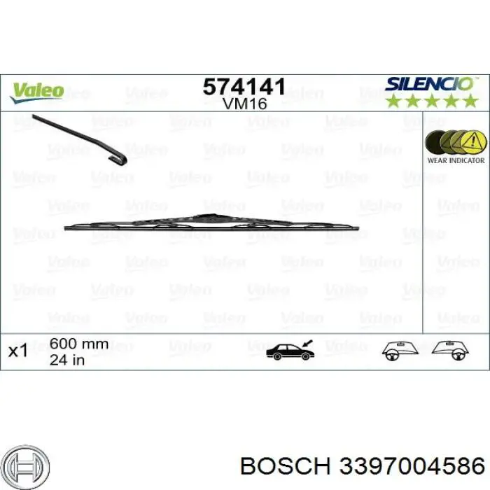 Щетка стеклоочистителя лобового стекла, водительская Bosch 3397004586 цена, от 10.91 USD