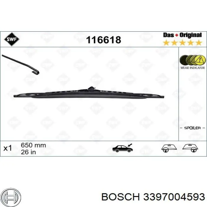 Щетка дворника левая Bosch 3397004593
