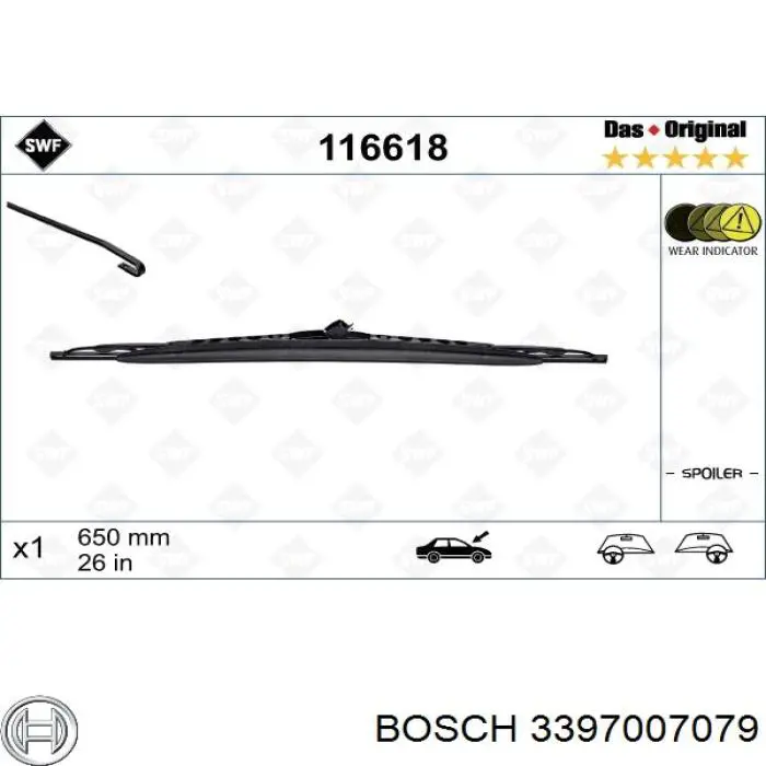 Купить 3397007079 Bosch Щетка-дворник лобового стекла водительская