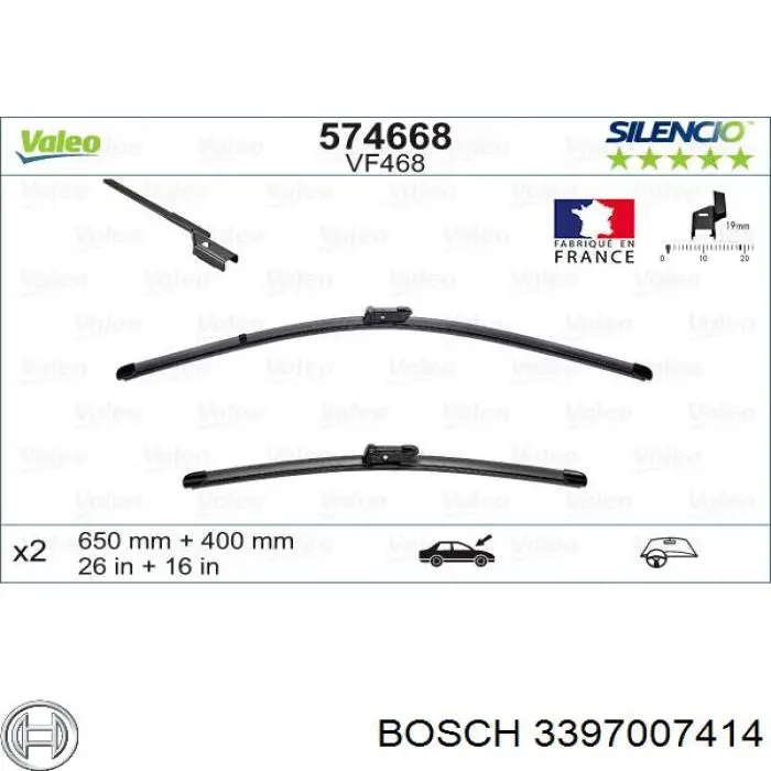 Щетки стеклоочистителя 3397007414 Bosch