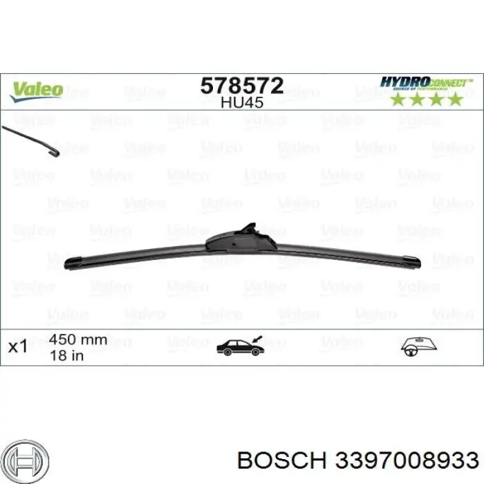 Щетка-дворник лобового стекла, пассажирская Bosch 3397008933 цена, от 3.92 USD