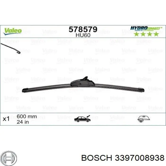 Щетка стеклоочистителя лобового стекла, водительская Bosch 3397008938 цена, от 11.67 USD