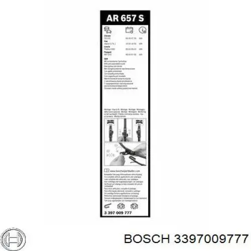 Купить 3397009777 Bosch Резинка щетки стеклоочистителя, комплект