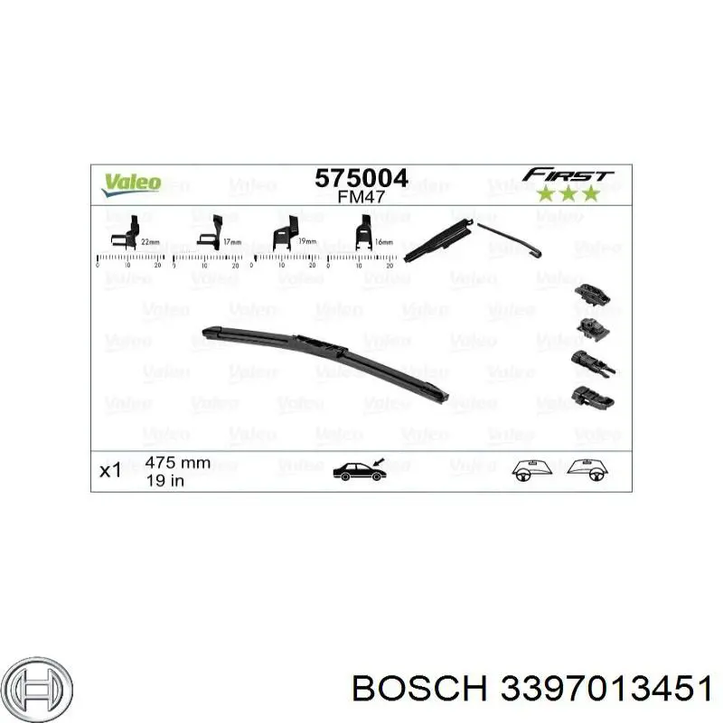Щетка-дворник лобового стекла, пассажирская Bosch 3397013451 цена, от 9.90 USD