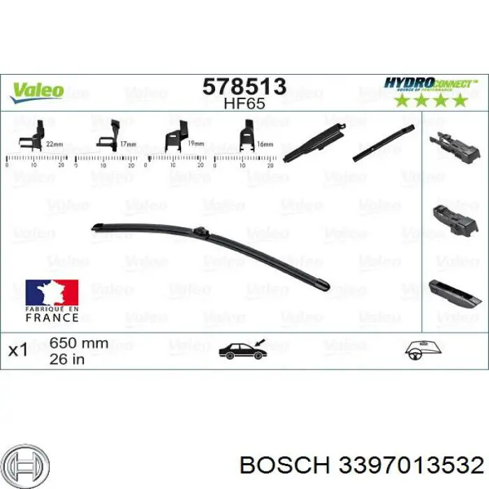 Щетка-дворник лобового стекла водительская 3397013532 Bosch