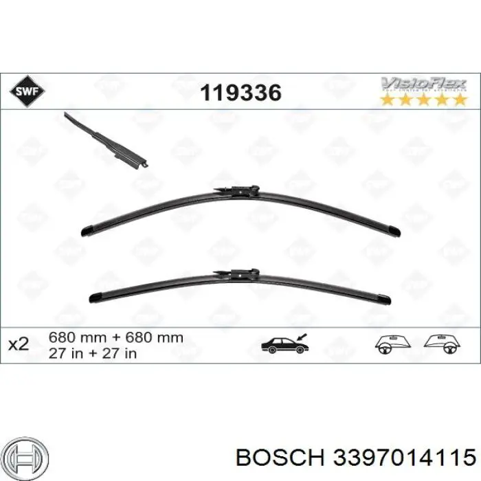 3397014115 Bosch щетка-дворник лобового стекла, комплект из 2 шт.
