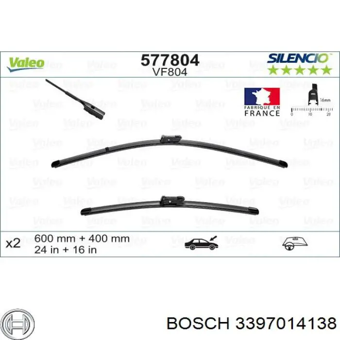 3397014138 Bosch Щетки лобового стекла