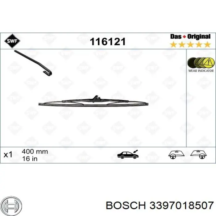 3397018507 Bosch щетка-дворник лобового стекла, комплект из 2 шт.