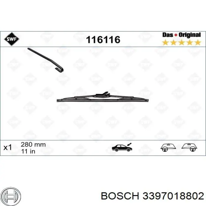 дворник заднего стекла Bosch 3397018802 цена, от 6.32 USD