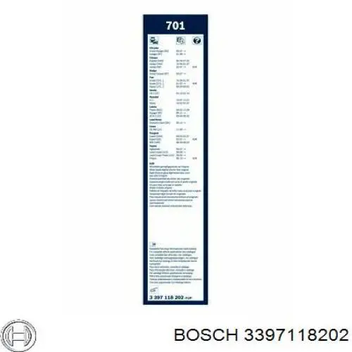 Стеклоочистители лобового стекла Bosch 3397118202