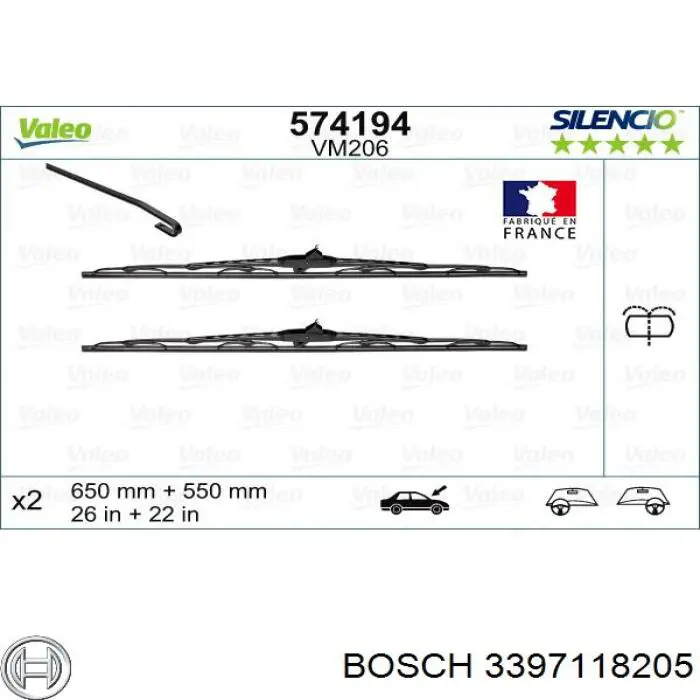 Стеклоочистители лобового стекла Bosch 3397118205