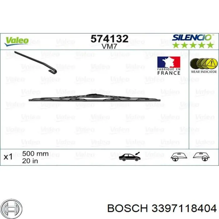 Щетки стеклоочистителя 3397118404 Bosch