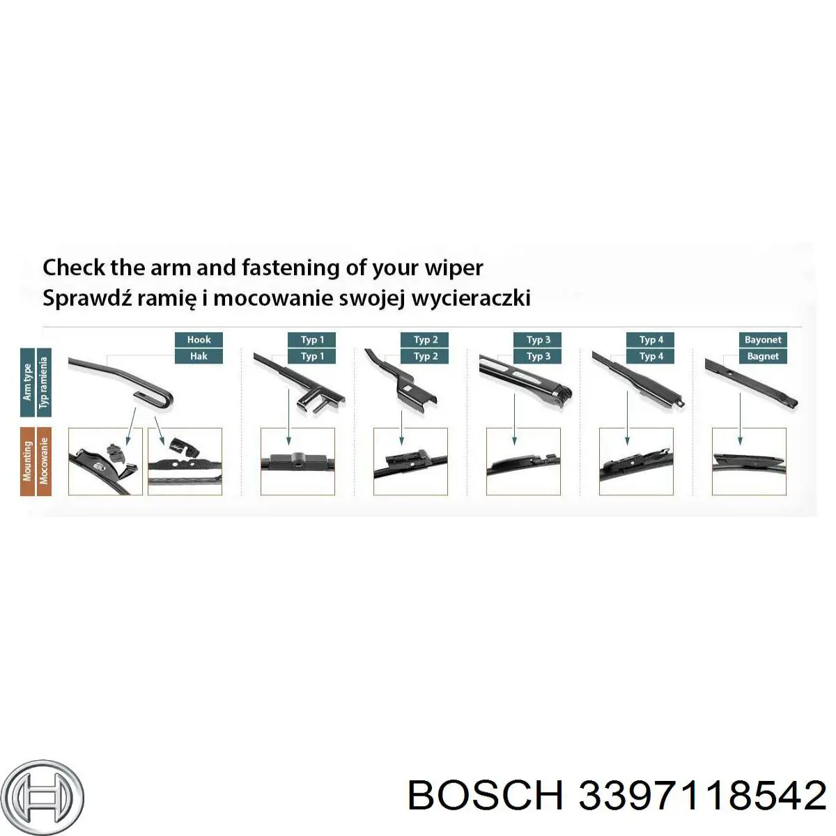 Щетка дворника правая Bosch 3397118542