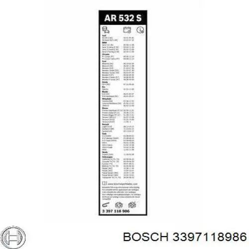 Дворники Bosch 3397118986 цена, от 22.31 USD