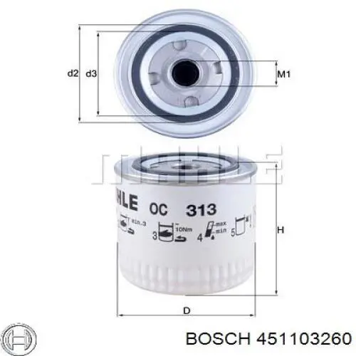 451103260 Bosch Масляный фильтр двигателя