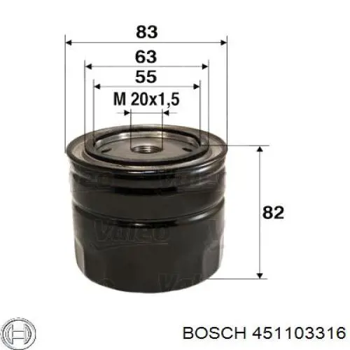 451103316 Bosch filtro de óleo