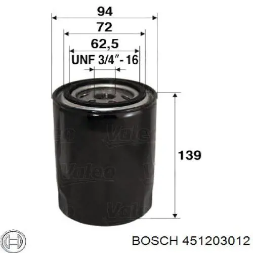451203012 Bosch filtro de óleo