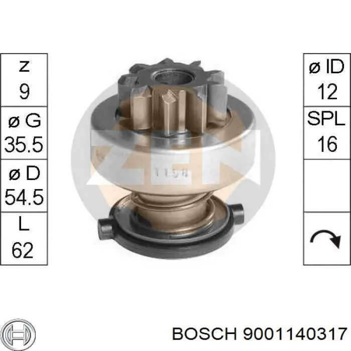 9001140317 Bosch roda-livre do motor de arranco