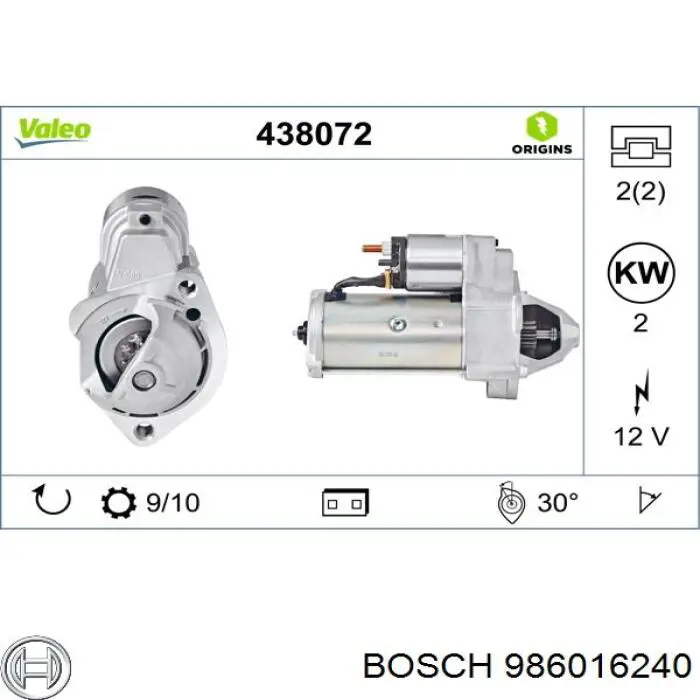 986016240 Bosch стартер