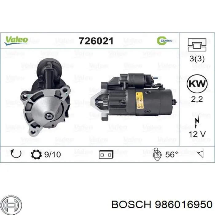 Стартер 986016950 Bosch